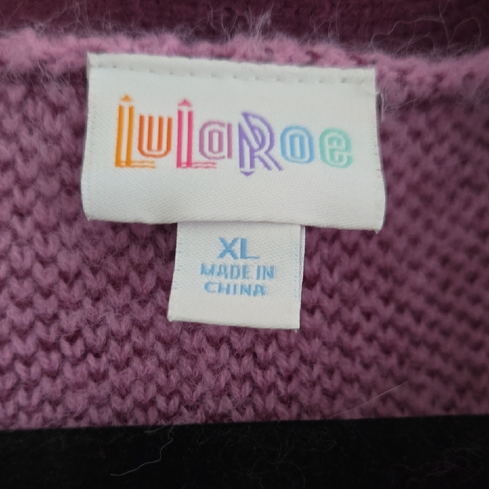 LuLaRoe Women's Peyton Cardigan - Deep Purple and Pinkish Stripes--XL - Picture 2 of 8